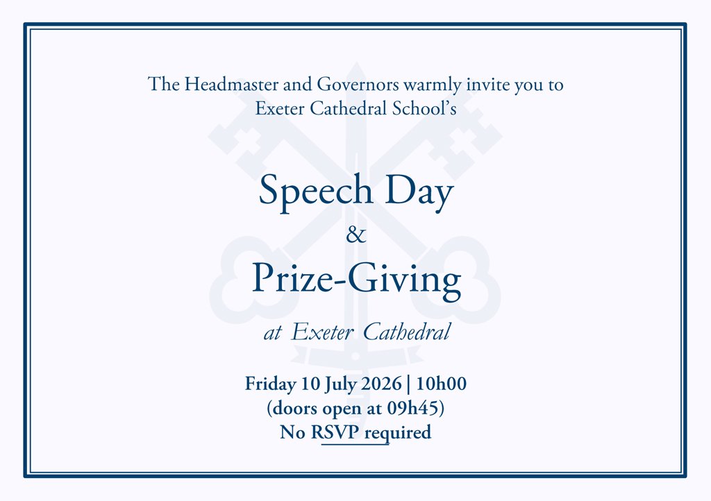 Exeter Cathedral School - final speech day invitation